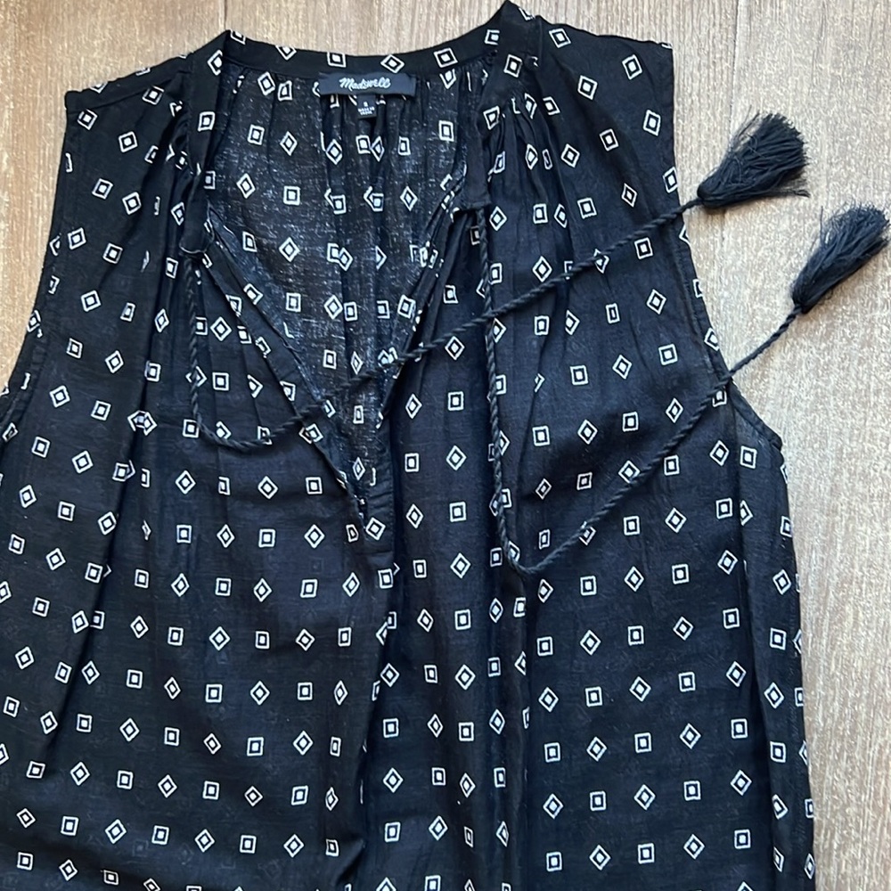 EUC Madewell Scatterblock Tassel Sleeveless Top - Picture 5 of 9